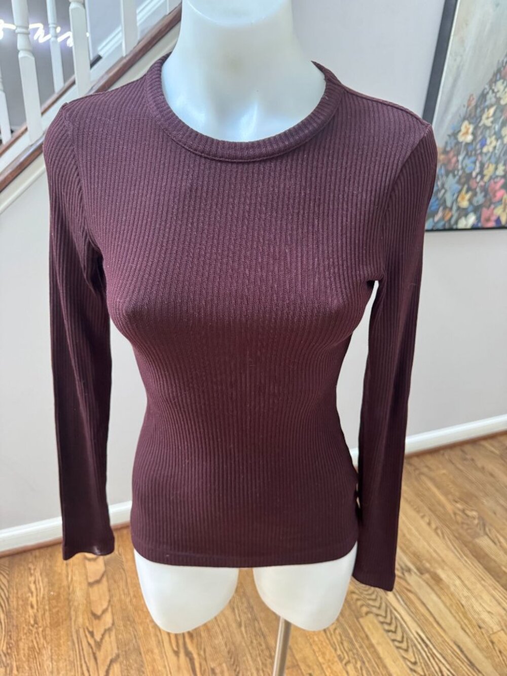 Citizens Of Humanity Bina Ribbed Long Sleeve Crewneck Sweater Purple Small - Picture 2 of 3